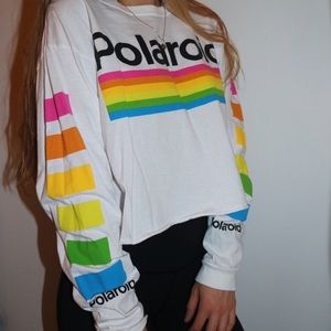 Pac Sun cropped long sleeve polaroid shirt
